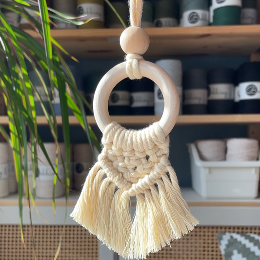 Mini Makramee DIY Set: Anhänger Autospiegel